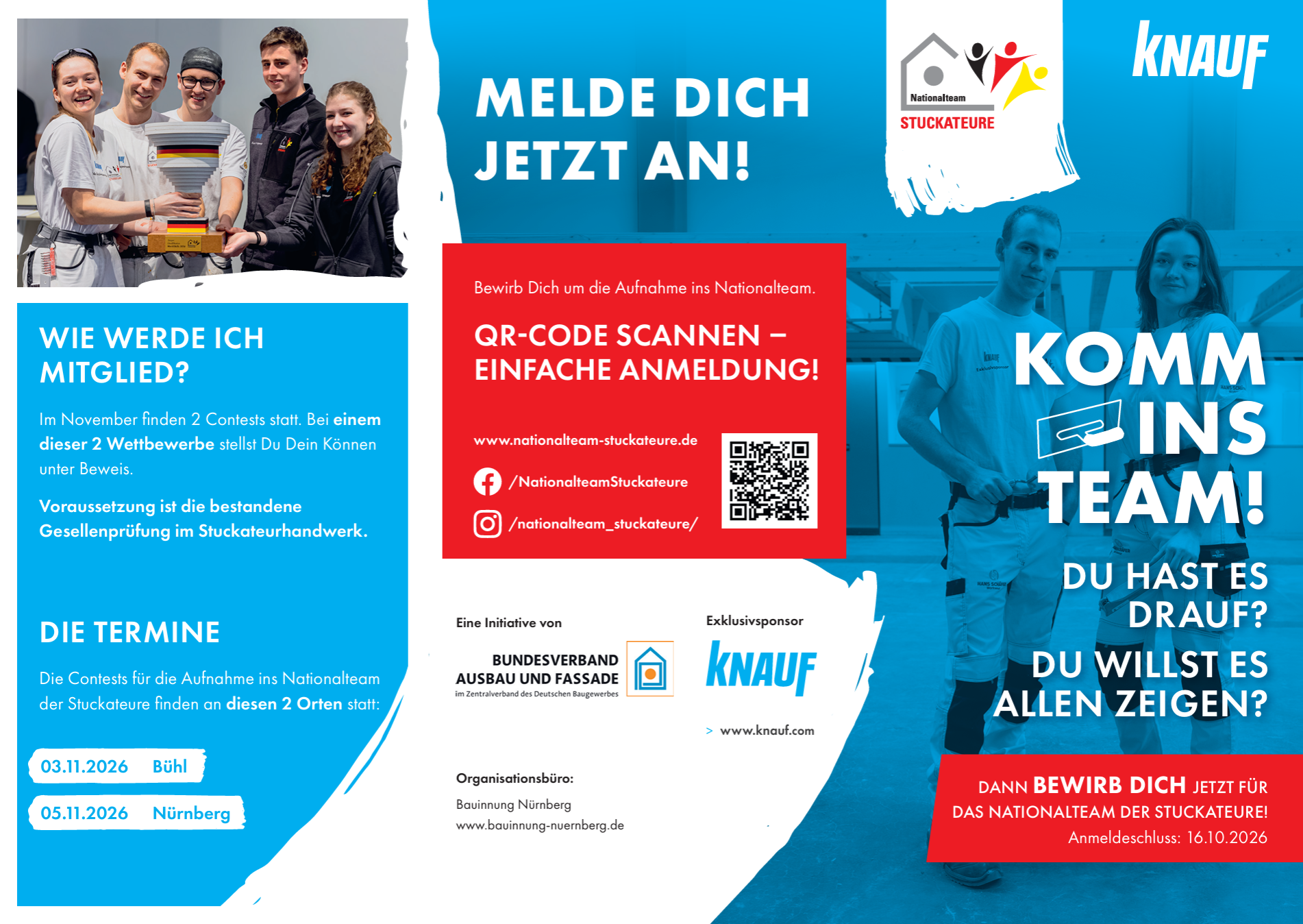 Werde Mitglied im Nationalteam der Stuckateure